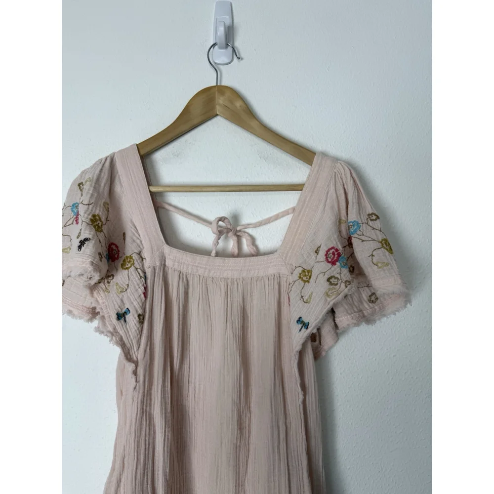 Anthropologie Raquel Embroidery Gauze Tunic Mini Dress Small Boho Festival Hi Lo - Picture 6 of 9